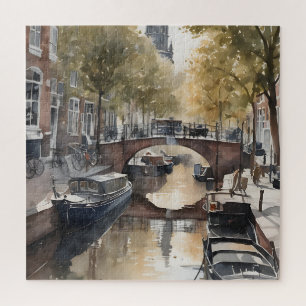 Amsterdam watercolor painting jigsaw puzzle