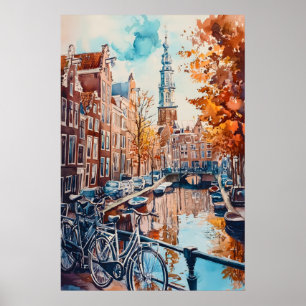 Amsterdam Watercolor Vintage National Ski Poster