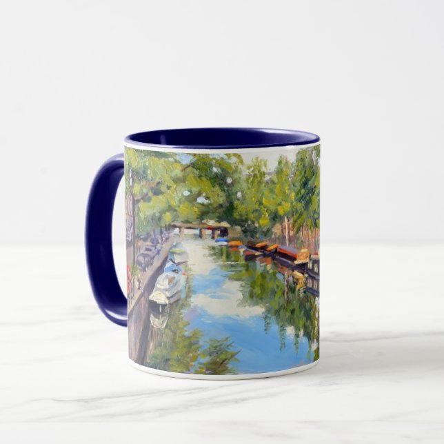 Amsterdam Waterway in Warm Light   Mug (Front Left)