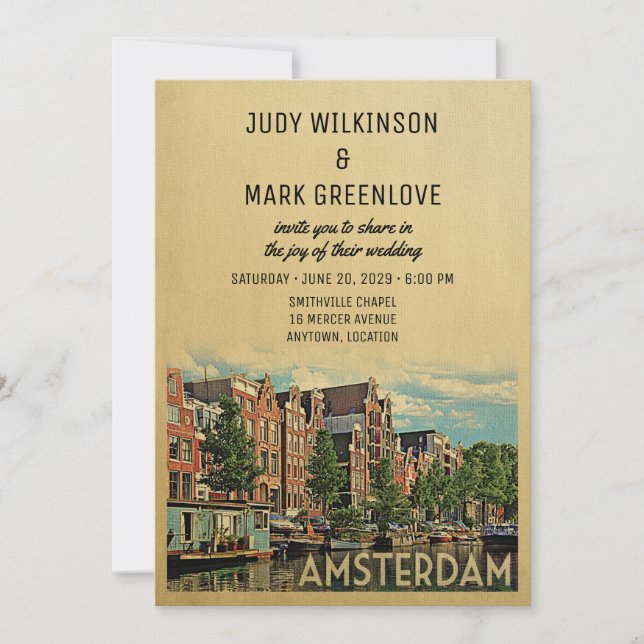 Amsterdam Wedding Invitation Netherlands Holland (Front)