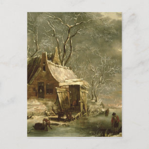 Amsterdam, winter scene, 17th century postcard