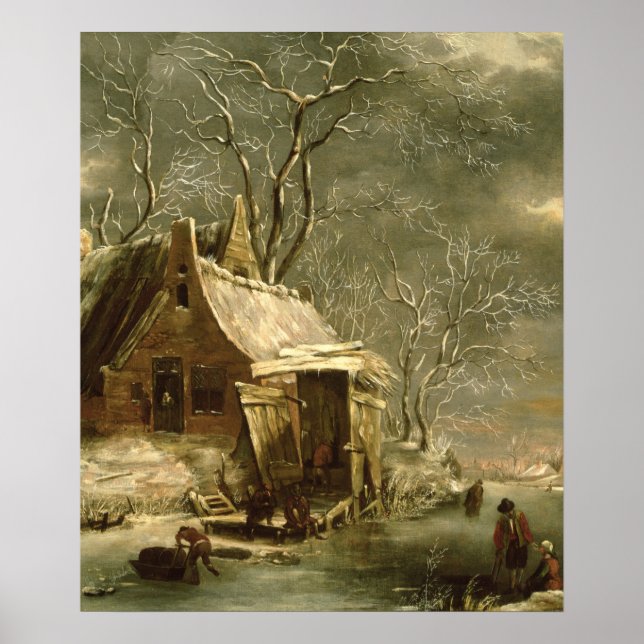Amsterdam, winter scene, 17th century poster (Front)