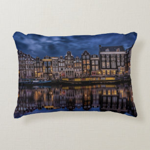 Amsterdam with Canals at Dusk Accent Pillow