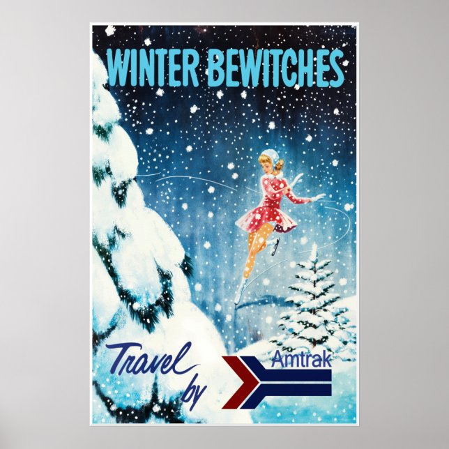 AMTRAK winter rail travel poster (Front)