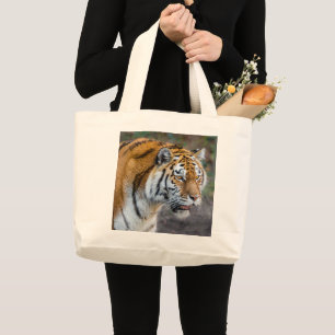 Amur tiger large tote bag