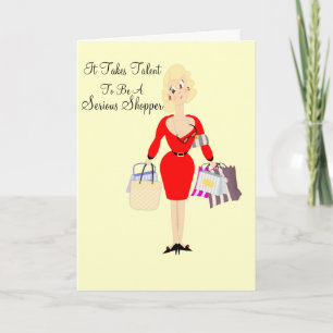 Amusant Anniversaire Carte Lady Thème Shopping