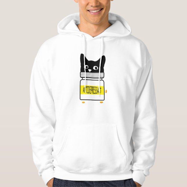 Amusant antidépresseur de fourrure Chat Sweat - sh (Devant)