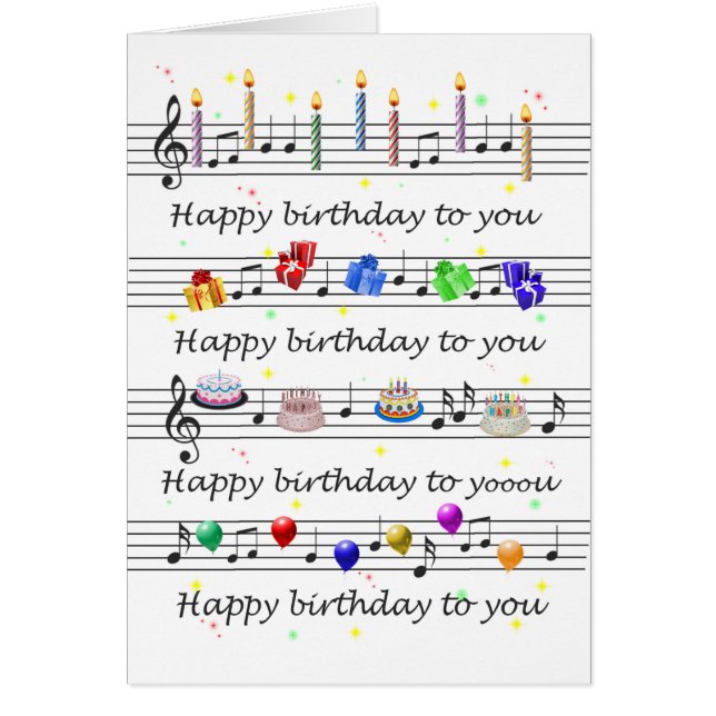 Amusant Bonne Chanson D'Anniversaire Musique (Devant)