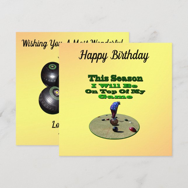 Amusant Bowler de pelouse, carte d'anniversaire pl (Devant / Derrière)