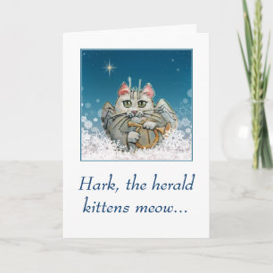 Amusant chat ange de Noël carte