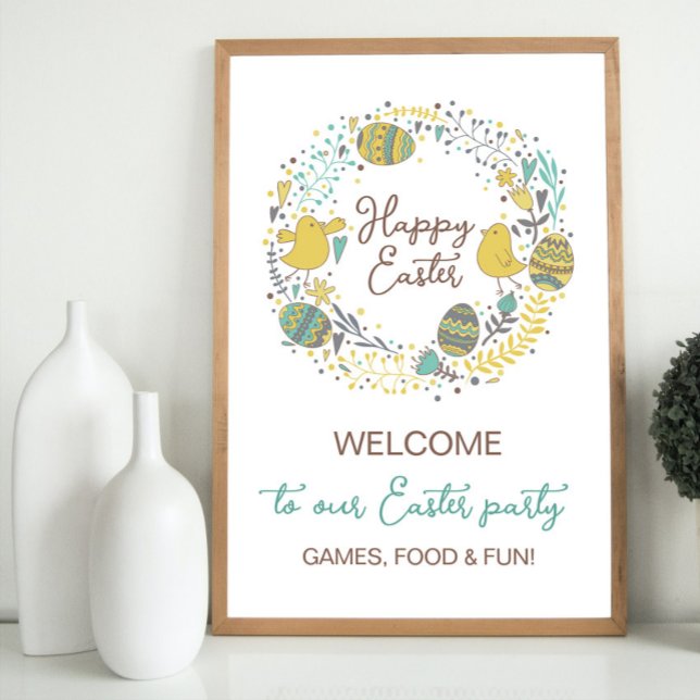 Amusant coloré Pâques Brunch Affiche de bienvenue  (Créateur téléchargé)