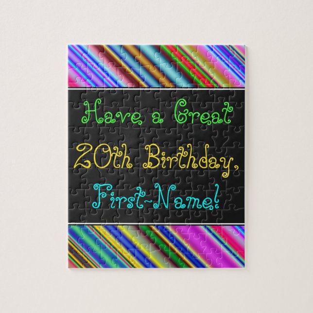 Amusant, coloré, Whimsical 20th Birthday Puzzle (Vertical)