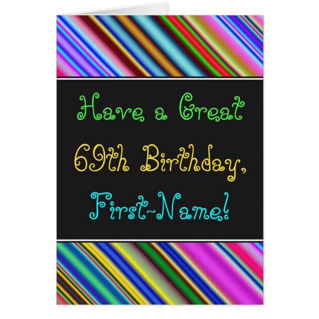 Amusant, coloré, Whimsical 69th Birthday Card (Devant)