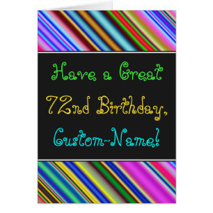 Amusant, coloré, Whimsical 72nd Birthday Card