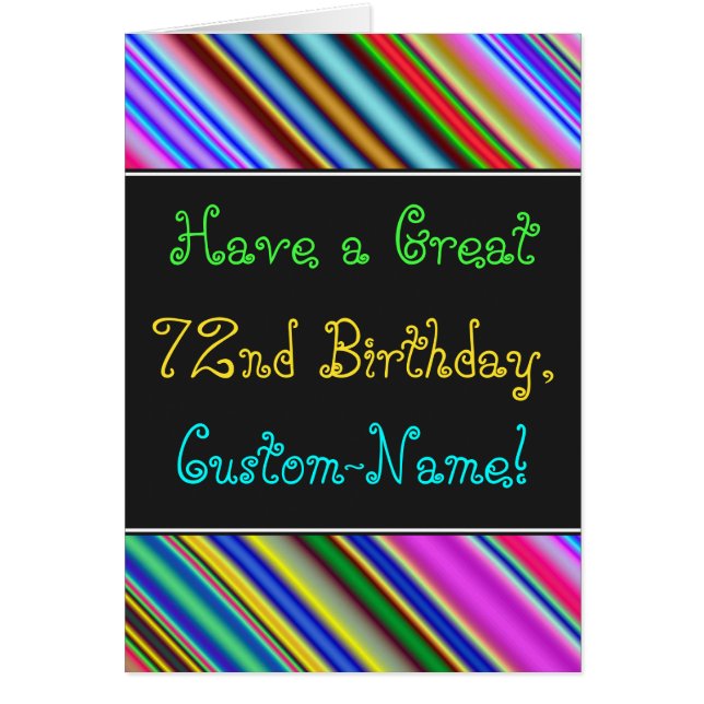 Amusant, coloré, Whimsical 72nd Birthday Card (Devant)