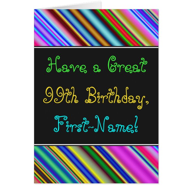 Amusant, coloré, Whimsical 99th Birthday Card (Devant)