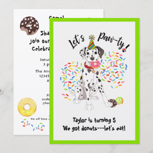 Amusant Dalmatien Donut Invitation de fête d'anniv
