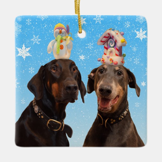 Amusant Dobermans ornement de Noël (Devant)
