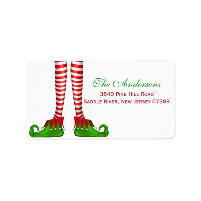 Amusant elf Étiquette de adresse de Noël (Devant)