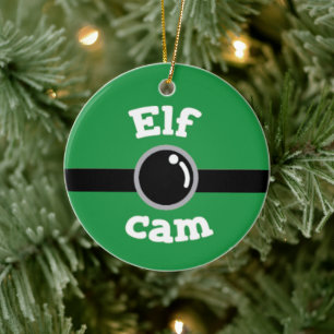 Amusant Elf Vert Cam Arbre de Noël Ornement en cér
