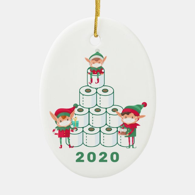 Amusant Elfe de Noël 2020 | Ornement en papier toi (Devant)