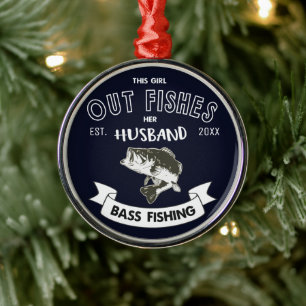 Amusant Épouse basse pêche Noël Poisson Ornement