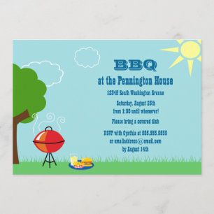 Amusant été BBQ (barbecue) grill invitation