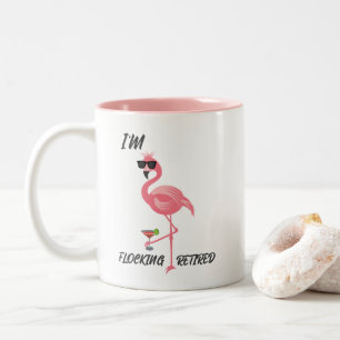 Amusant Flamant rose Flocking Retraité Cadeau Mug