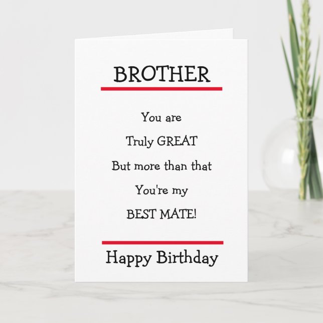 Amusant Frère Meilleur Mate Verse Carte d'annivers (Devant)