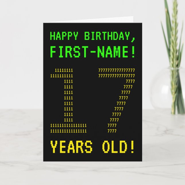 Amusant, Geeky, Nerdy "17 ANS !" Carte d'anniversa (Devant)