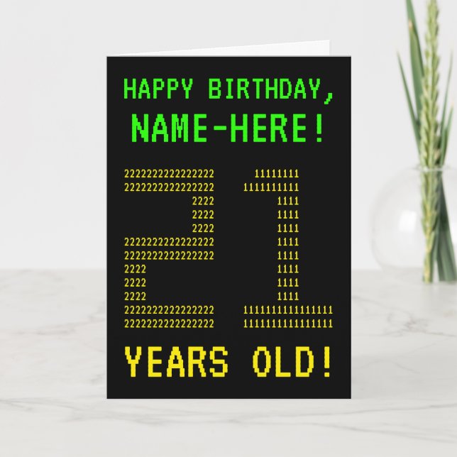 Amusant, Geeky, Nerdy "21 ANS !" Carte d'anniversa (Devant)