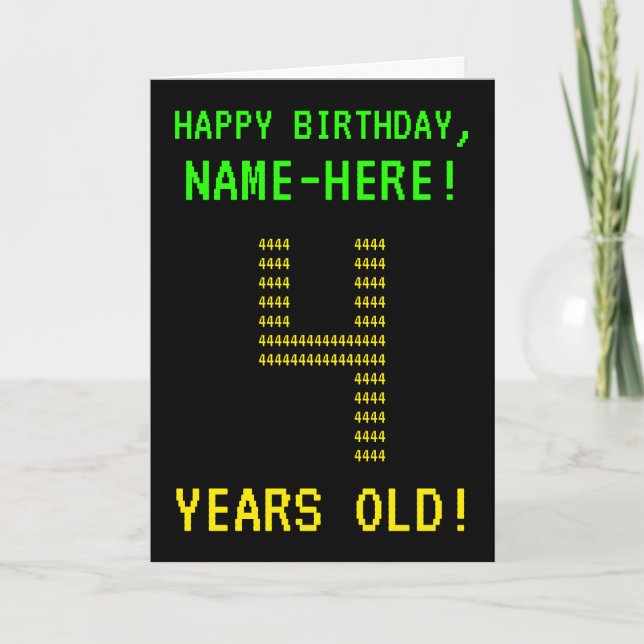 Amusant, Geeky, Nerdy "4 ANS !" Carte d'anniversai (Devant)