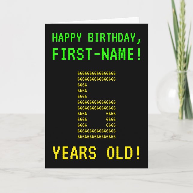 Amusant, Geeky, Nerdy "6 ANS !" Carte d'anniversai (Devant)