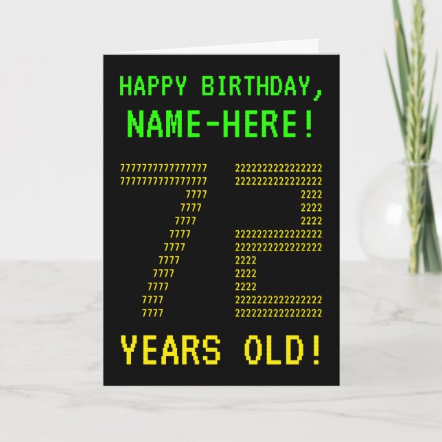 Amusant, Geeky, Nerdy "72 ANS !" Carte d'anniversa (Devant)