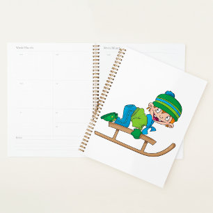 Amusant Hiver Sledding Boy mignonne Snow Adventure