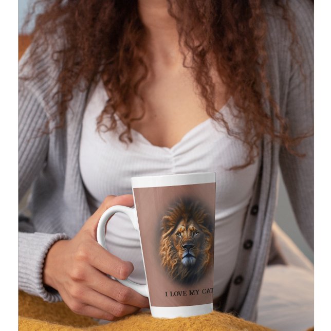 Amusant "I Love My Cat" Lion Latte Mug Rose Or (Créateur téléchargé)