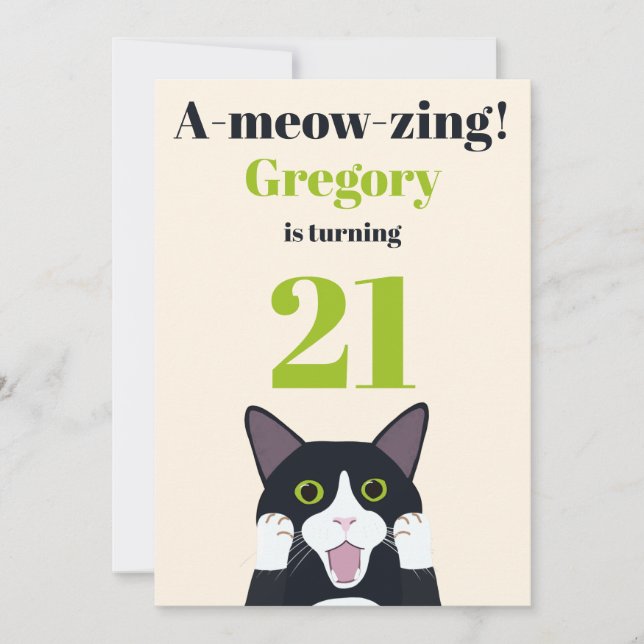 Amusant jeu de chat 21ème anniversaire invitation (Devant)