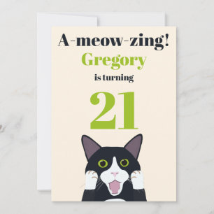 Amusant jeu de chat 21ème anniversaire invitation