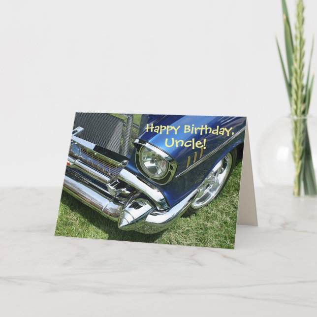 Amusant Joyeux Anniversaire, Oncle, Blue '57 Carte (Devant)