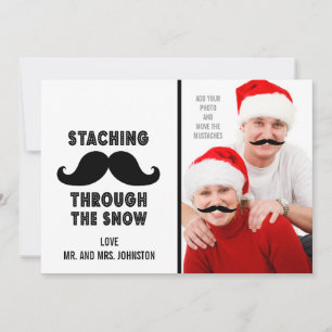 Amusant Joyeux Noël Mustache Carte photo