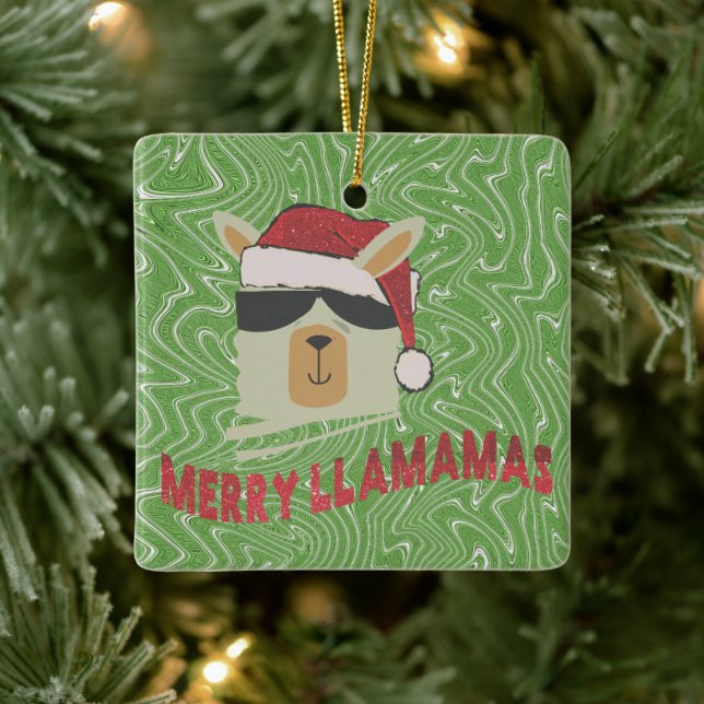 Amusant Llama Ornement de Noël - Joyeux Llamamas (Arbre)
