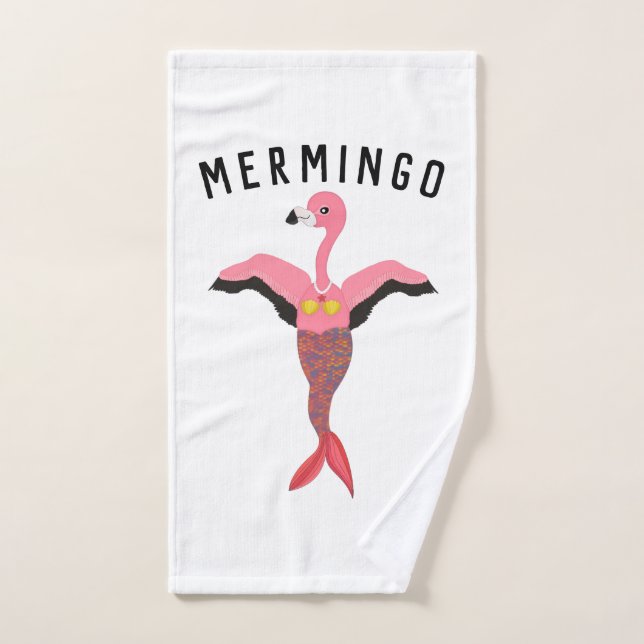 Amusant Mermingo : Serviette à main Flamant rose-s (Serviette à main)