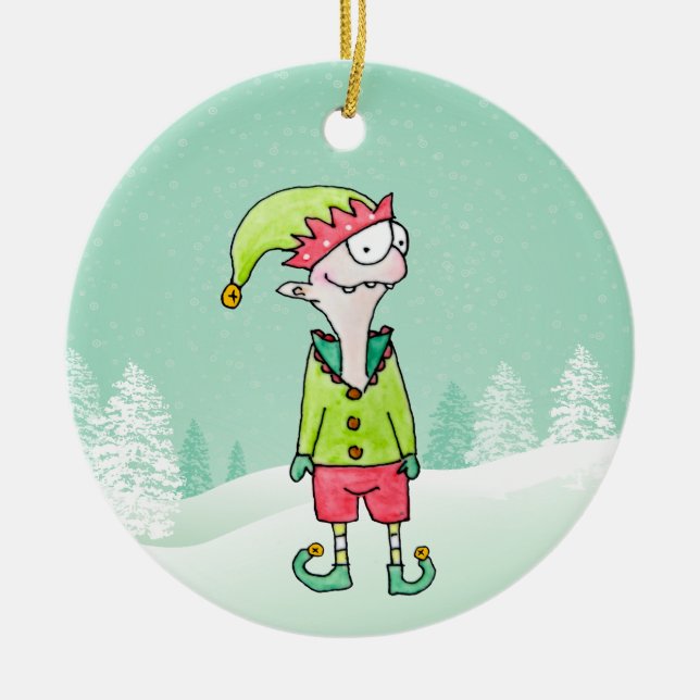 Amusant ornement d'elfe de Noël (Devant)