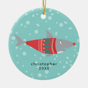 Amusant ornement en céramique de requin de Noël