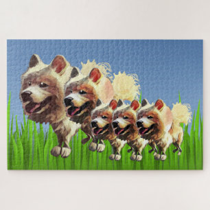 Amusant Parents De Chien Samoyé Avec Pups Puzzle