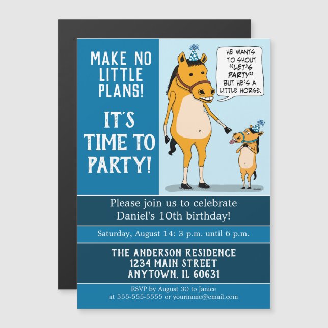 Amusant Petit Cheval Invitation fête d'anniversair (Devant / Derrière)