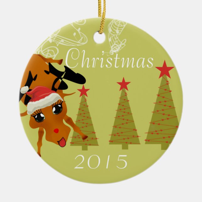 Amusant Reindeer Noël Ornement (Devant)