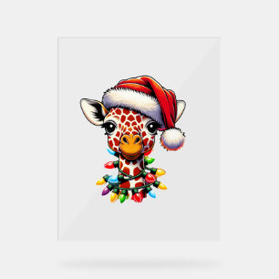 Amusant Retro Giraffe Lover Père Noël Christmas Tr