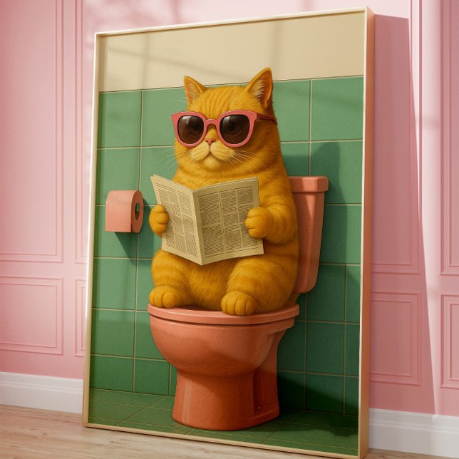 Amusant Salle de bain chat art mural tendance (Créateur téléchargé)