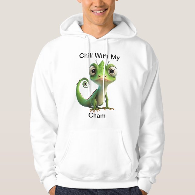 Amusant Sweat - shirt à capuche de poche Chameleon (Devant)